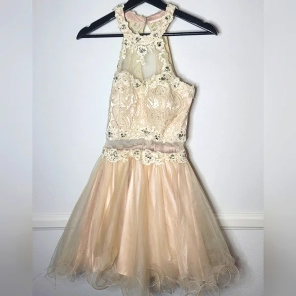 Dancing Queen Whimsical Romantic Lace & Tulle Embroidered Dress Size XS - Picture 1 of 12